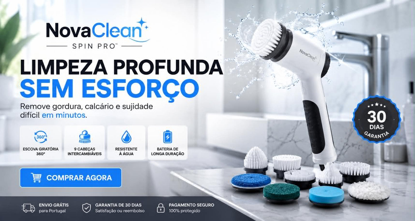 NovaClean Spin Pro™ | Escova Elétrica Sem Fios 9 em 1